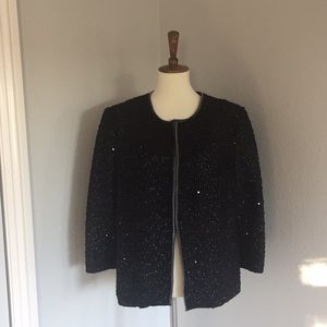 Black blazer w texture fabric and sequen